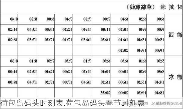 荷包岛码头时刻表,荷包岛码头春节时刻表